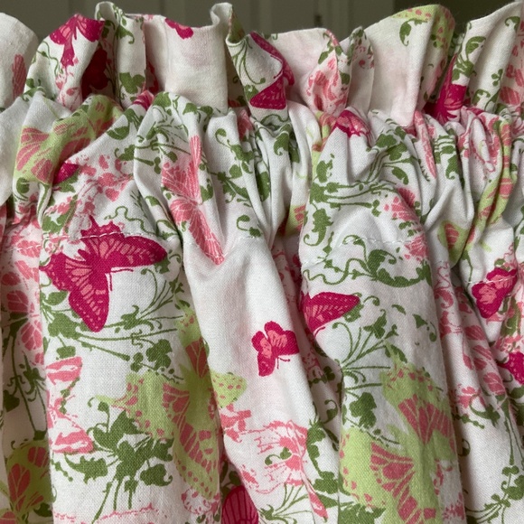 Elena Brunelli Curtain Panel Set (2) Rod Pocket Drapery Butterfly Pink Green - Picture 3 of 12